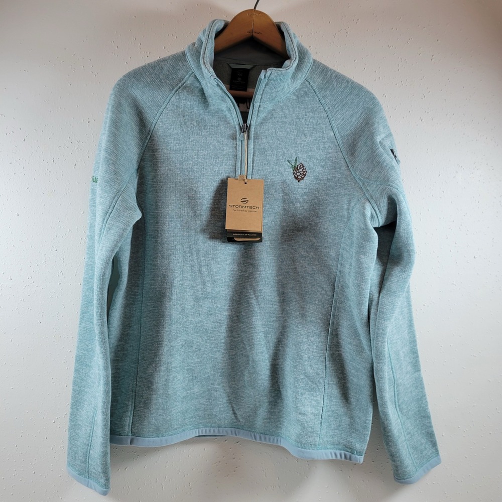 NWT Stormtech Avalante 1/4 Zip Pullover Womens Medium Blue FHP-1W Heathered Knit